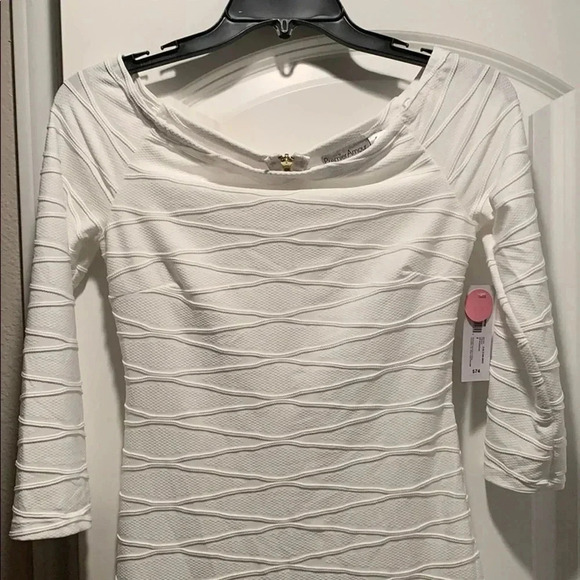 Premier Amour White Jacquard Sheath Dress NWT - Picture 3 of 8